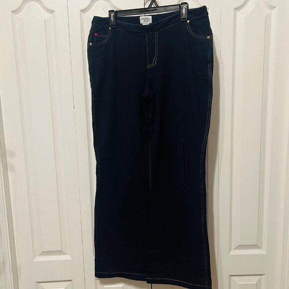 Pajama Jeans-Pull On Women's Drawstring Waist Dark Blue Wash Stretch Pants-Sz Lg - Picture 3 of 16